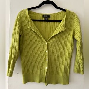 Eddie Bauer green cable knit cardigan